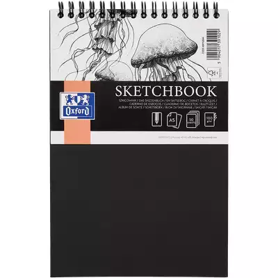 SZKICOWNIK OXFORD SKETCHBOOK, 50 KARTEK A5 NA PODWÓJNEJ SPIRALI, CZARNY