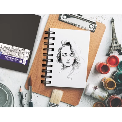 SZKICOWNIK OXFORD SKETCHBOOK, 80 KARTEK A6 NA PODWÓJNEJ SPIRALI, CZARNY