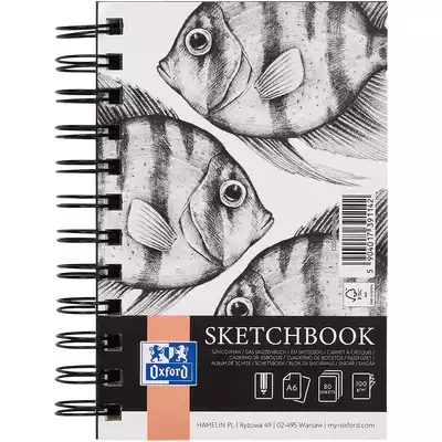 SZKICOWNIK OXFORD SKETCHBOOK, 80 KARTEK A6 NA PODWÓJNEJ SPIRALI, CZARNY