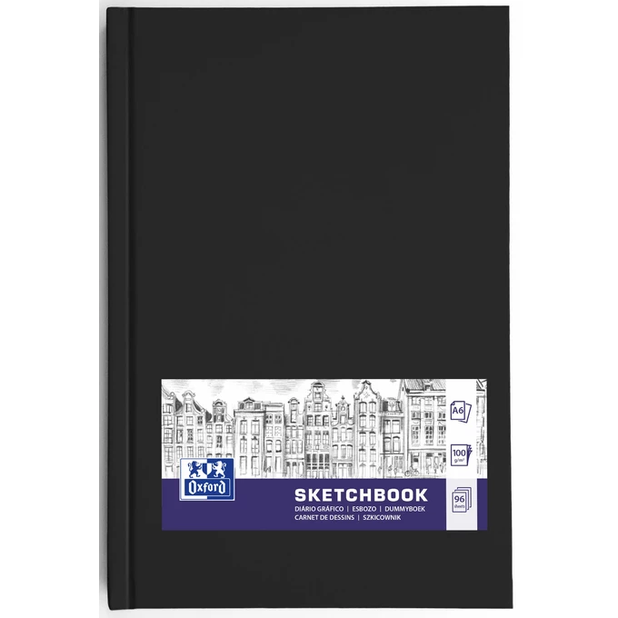 SZKICOWNIK OXFORD SKETCHBOOK SZYTY, 96 KARTEK A6, CZARNY