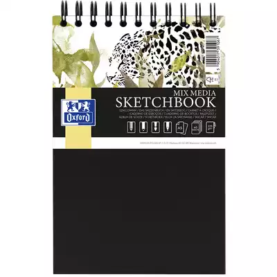 SZKICOWNIK OXFORD TRAVELER SKETCHBOOK, 40 KARTEK A5 NA PODWÓJNEJ SPIRALI, CZARNY