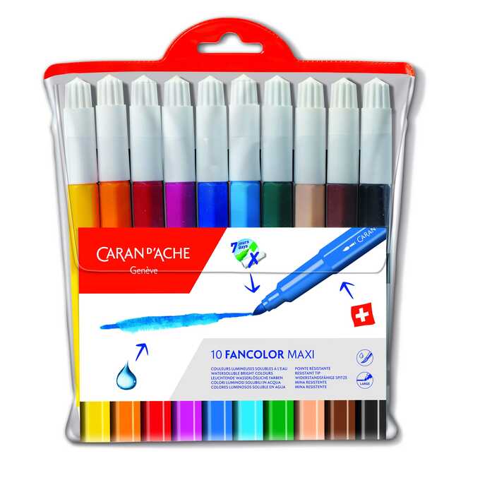Flamastry Caran d’Ache Fancolor Maxi, 10 kolorów