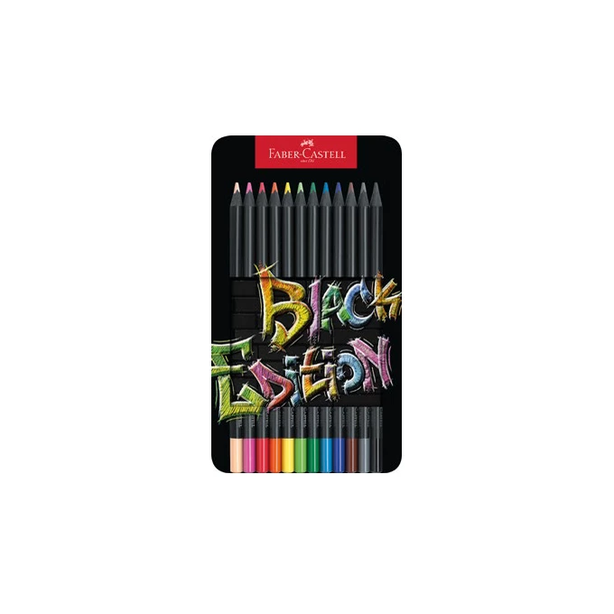 KREDKI BLACK EDITION FABER-CASTELL, 12 KOLORÓW W METALOWYM OPAKOWANIU