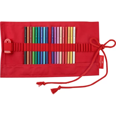 KREDKI GRIP FABER-CASTELL, 18 KOLORÓW + TEMPERÓWKA W PIÓRNIKU ROLOWANYM