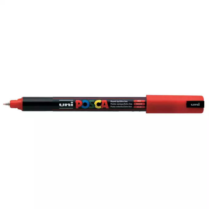 Marker uni POSCA PC-1MR z supercienką, precyzyjną końcówką igłową, czerwony