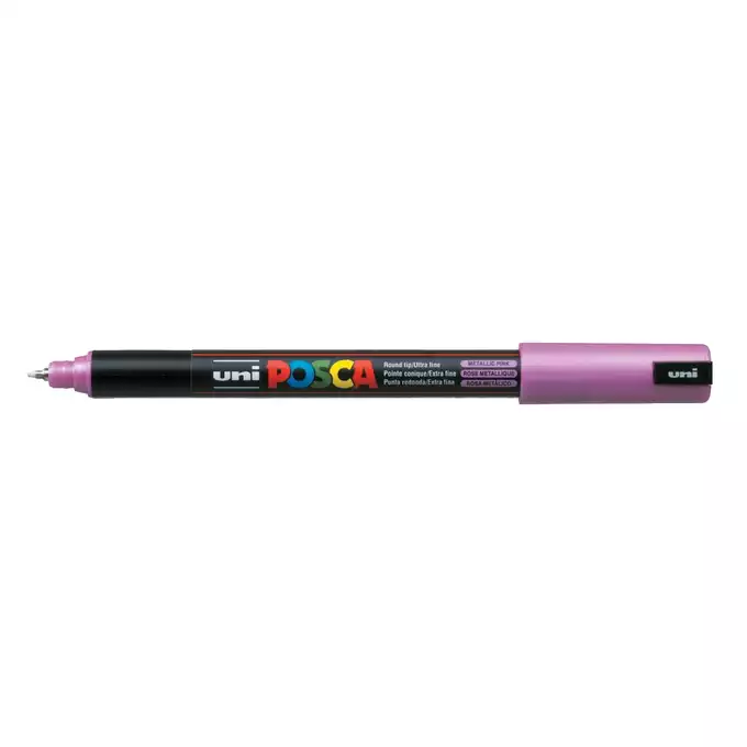 Marker uni POSCA PC-1MR z supercienką, precyzyjną końcówką igłową, metaliczny różowy