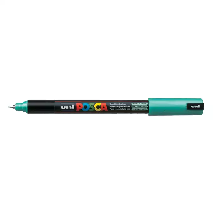 Marker uni POSCA PC-1MR z supercienką, precyzyjną końcówką igłową, metaliczny zielony