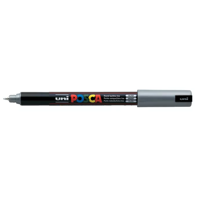 Marker uni POSCA PC-1MR z supercienką, precyzyjną końcówką igłową, srebrny