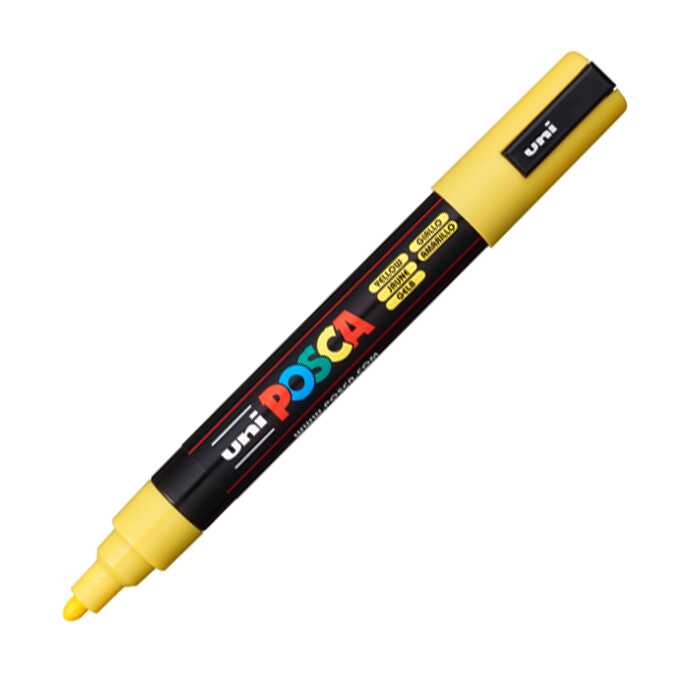 Marker uni POSCA PC-5M z okrągłą średnią końcówką, żółty