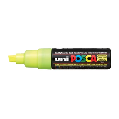 Marker uni POSCA PC-8K z szeroką, ściętą końcówką, fluorescencyjny żółty