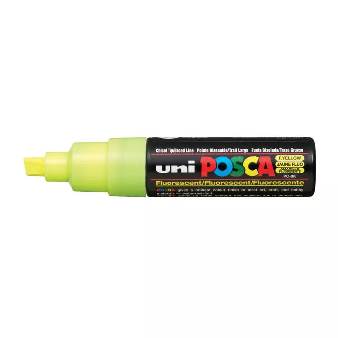 Marker uni POSCA PC-8K z szeroką, ściętą końcówką, fluorescencyjny żółty