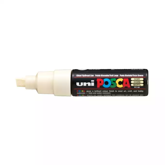 Marker uni POSCA PC-8K z szeroką, ściętą końcówką, kość słoniowa