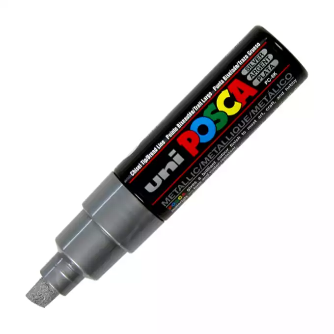 Marker uni POSCA PC-8K z szeroką, ściętą końcówką, srebrny
