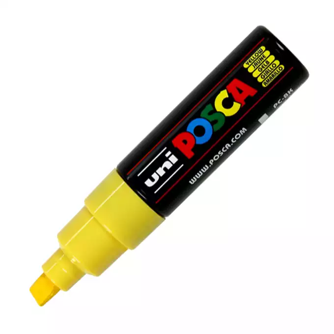 Marker uni POSCA PC-8K z szeroką, ściętą końcówką, żółty