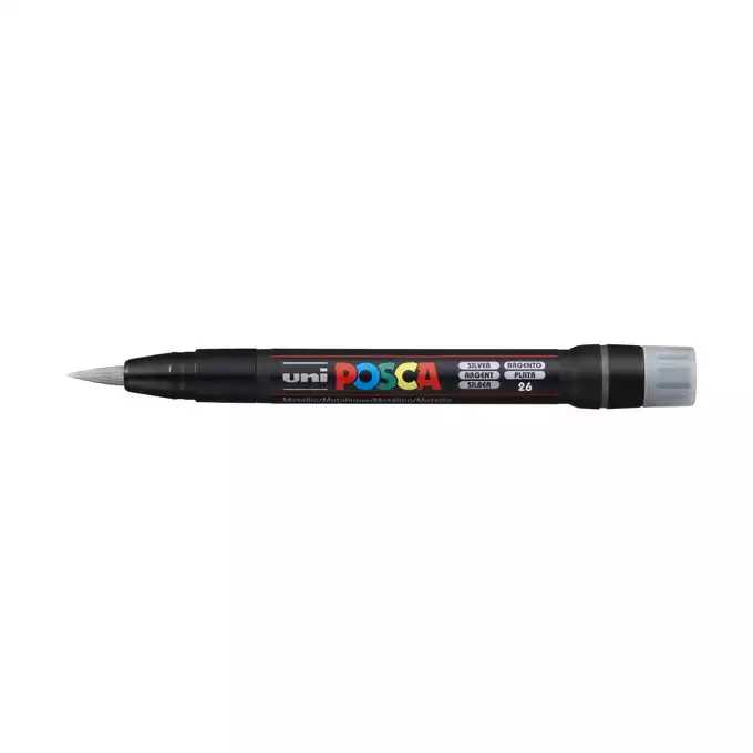 Marker uni POSCA PCF-350 z końcówką - pędzelkiem, srebrny
