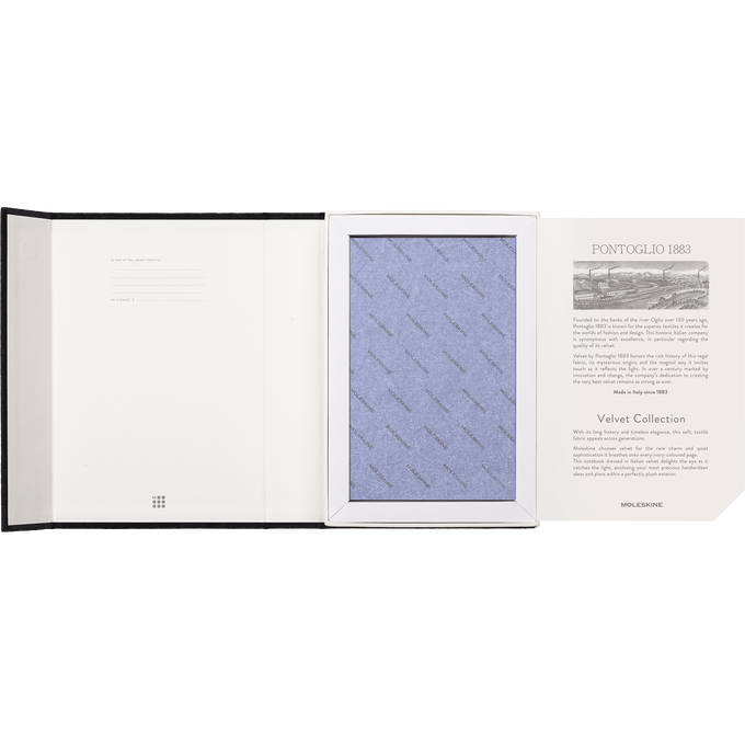 Notatnik Moleskine Large 13 × 21 cm, edycja limitowana Velvet, 176 stron w linie, niebieski