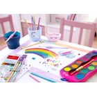 FARBY SZKOLNE CONNECTOR EDYCJA JEDNOROŻEC - UNICORN 12 KOL. + BROKAT W ŻELU + NAKLEJKI, RÓŻOWA KASETKA FABER-CASTELL