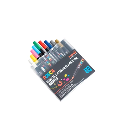 MARKER UNI POSCA PCF-350 Z KOŃCÓWKĄ - PĘDZELKIEM, ZESTAW 10 SZT