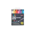 Markery uni POSCA PC-1MR Z SUPERCIENKĄ, PRECYZYJNĄ KOŃCÓWKĄ IGŁOWĄ, ZESTAW 16 SZT