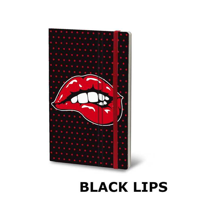 Notatnik Stifflex POP Black Lips, rozmiar M: 13x21 cm, 192 strony