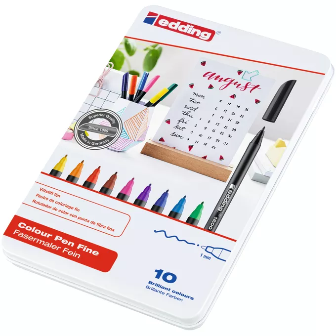 PISAK Z CIENKĄ KOŃCÓWKĄ E-1200/10 S EDDING, 1MM, 10 SZT., MIX KOLORÓW