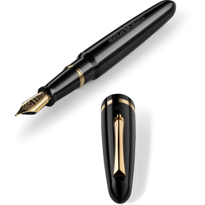 Pióro wieczne Montegrappa, Venetia, czarne, żółte złoto, stalówka stalowa