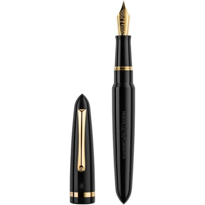 Pióro wieczne Montegrappa, Venetia, czarne, żółte złoto, stalówka stalowa