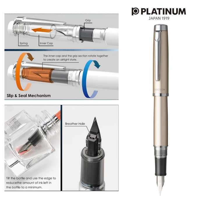 Pióro wieczne Platinum, Procyon Luster, Champagne Gold