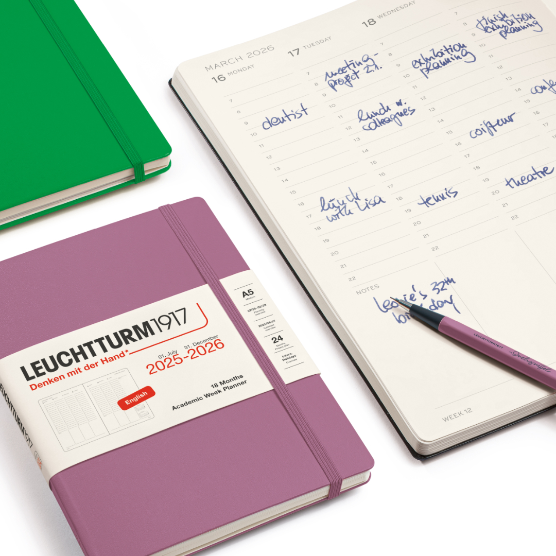LEUCHTTURM1917 370583 Weekplanner 2025, Composition B5, hardcover, 12- maanden-kalender, 80 g, gelinieerd, abrikoos